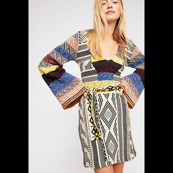 ❌SOLD❌Free People Patchwork Sleeve Dress - Picture 3 of 4